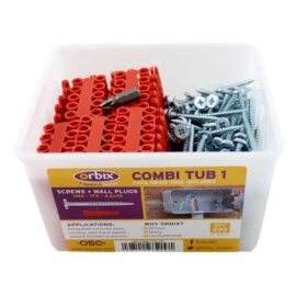 Combi Tub 1 with Red Wallplugs + Screws